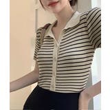 ボーダー柄ニットポロシャツレディース半袖 | ANGELCLOSET | 詳細画像10