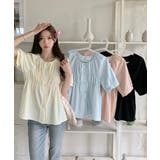 半袖シャツブラウス シャーリングトップス | ANGELCLOSET | 詳細画像2