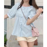 半袖シャツブラウス シャーリングトップス | ANGELCLOSET | 詳細画像7