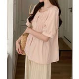 半袖シャツブラウス シャーリングトップス | ANGELCLOSET | 詳細画像9