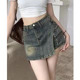 ラップスカート風デニムショートパンツ春夏 | SUNSHINE CLOSET | 詳細画像1 