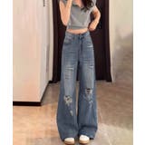 ダメージデニムパンツ ワイドレッグデニム | SUNSHINE CLOSET | 詳細画像10 