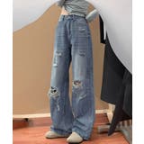 ダメージデニムパンツ ワイドレッグデニム | SUNSHINE CLOSET | 詳細画像2 