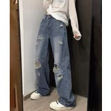 ダメージデニムパンツ ワイドレッグデニム | SUNSHINE CLOSET | 詳細画像4 