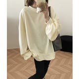 ゆったりクルーネック長袖ワッフルトップスビッグシルエット無地レディース韓国風カジ… | SUNSHINE CLOSET | 詳細画像10 