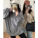 ゆったりクルーネック長袖ワッフルトップスビッグシルエット無地レディース韓国風カジ… | SUNSHINE CLOSET | 詳細画像14 