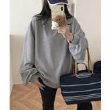 ゆったりクルーネック長袖ワッフルトップスビッグシルエット無地レディース韓国風カジ… | SUNSHINE CLOSET | 詳細画像16 