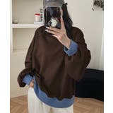 ゆったりクルーネック長袖ワッフルトップスビッグシルエット無地レディース韓国風カジ… | SUNSHINE CLOSET | 詳細画像17 