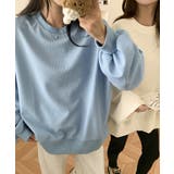 ゆったりクルーネック長袖ワッフルトップスビッグシルエット無地レディース韓国風カジ… | SUNSHINE CLOSET | 詳細画像23 
