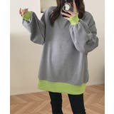 ゆったりクルーネック長袖ワッフルトップスビッグシルエット無地レディース韓国風カジ… | SUNSHINE CLOSET | 詳細画像4 