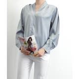 サテン風シャツブラウス Vネックトップス | SUNSHINE CLOSET | 詳細画像13