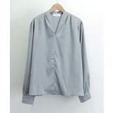 サテン風シャツブラウス Vネックトップス | SUNSHINE CLOSET | 詳細画像17