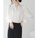 サテン風シャツブラウス Vネックトップス | SUNSHINE CLOSET | 詳細画像5