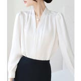 サテン風シャツブラウス Vネックトップス | SUNSHINE CLOSET | 詳細画像6