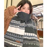 北欧風ジャガードロングマフラー秋冬レディース首元防寒ショール 大人可愛いボリュー… | SUNSHINE CLOSET | 詳細画像4