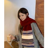 北欧風ジャガードロングマフラー秋冬レディース首元防寒ショール 大人可愛いボリュー… | SUNSHINE CLOSET | 詳細画像7