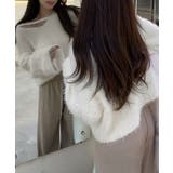 クロップド丈シャギーニット Vネック長袖 | SUNSHINE CLOSET | 詳細画像3