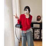 レース切り替えニットカーディガン長袖秋冬 | SUNSHINE CLOSET | 詳細画像17