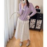 レース切り替えニットカーディガン長袖秋冬 | SUNSHINE CLOSET | 詳細画像22