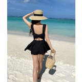 ギャザーモノキニワンピース水着 体型カバースイムドレス バックシャン | SUNSHINE CLOSET | 詳細画像10 