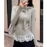 リボンネックニット 裾レースカットソー秋 | SUNSHINE CLOSET | 詳細画像1