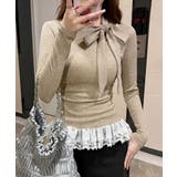 リボンネックニット 裾レースカットソー秋 | SUNSHINE CLOSET | 詳細画像14
