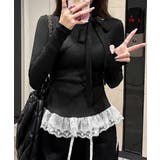 リボンネックニット 裾レースカットソー秋 | SUNSHINE CLOSET | 詳細画像3