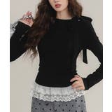 リボンネックニット 裾レースカットソー秋 | SUNSHINE CLOSET | 詳細画像4