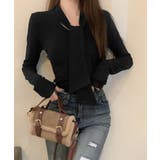 リボンタイ付きトップス ボウタイtシャツ | SUNSHINE CLOSET | 詳細画像1 