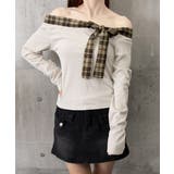 オフショルダー長袖Tシャツチェックリボン | SUNSHINE CLOSET | 詳細画像15 