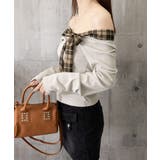 オフショルダー長袖Tシャツチェックリボン | SUNSHINE CLOSET | 詳細画像16 