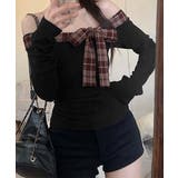 オフショルダー長袖Tシャツチェックリボン | SUNSHINE CLOSET | 詳細画像8 