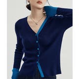 バイカラーニットカーディガンレイヤード風 | SUNSHINE CLOSET | 詳細画像1 