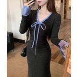 配色リボンニットマーメイドワンピース長袖 | SUNSHINE CLOSET | 詳細画像2 