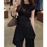 レディース大人可愛いセットアップ サイドギャザーtシャツ レイヤード風フレアパン… | SUNSHINE CLOSET | 詳細画像15 