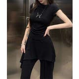 レディース大人可愛いセットアップ サイドギャザーtシャツ レイヤード風フレアパン… | SUNSHINE CLOSET | 詳細画像16 