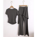 レディース大人可愛いセットアップ サイドギャザーtシャツ レイヤード風フレアパン… | SUNSHINE CLOSET | 詳細画像24 