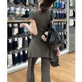 レディース大人可愛いセットアップ サイドギャザーtシャツ レイヤード風フレアパン… | SUNSHINE CLOSET | 詳細画像5 