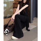 レディース大人可愛いセットアップ サイドギャザーtシャツ レイヤード風フレアパン… | SUNSHINE CLOSET | 詳細画像8 