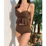 レディースフリル水着2点セット 胸元ツイストトップス ハイウエスショーツ | SUNSHINE CLOSET | 詳細画像2 