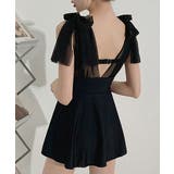 Vネックバスト盛れる水着ショートパンツ付き ショルダーリボン水着セット背中開きフ… | SUNSHINE CLOSET | 詳細画像10 