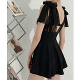 Vネックバスト盛れる水着ショートパンツ付き ショルダーリボン水着セット背中開きフ… | SUNSHINE CLOSET | 詳細画像14 