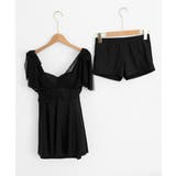 Vネックバスト盛れる水着ショートパンツ付き ショルダーリボン水着セット背中開きフ… | SUNSHINE CLOSET | 詳細画像18 