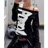 前後2way肩出しtシャツ長袖 レディース イラストtシャツ | SUNSHINE CLOSET | 詳細画像1 