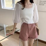 ホワイト | ニットトップス 袖切り替えサマーニット 春 | SUNSHINE CLOSET