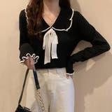 ブラック | ニットトップス レディース リボン付き | SUNSHINE CLOSET