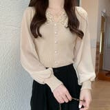 ベージュ | 異素材ニットトップス レディース 春 | ANGELCLOSET