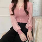 ピンク | 異素材ニットトップス レディース 春 | ANGELCLOSET