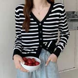 ブラック | ボーダー柄 ニットカーディガン 風 | SUNSHINE CLOSET