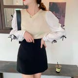 ベージュ | ニットトップス 重ね着風 春 春服 オフィスカジュアル 韓国ファッション 韓国 | SUNSHINE CLOSET